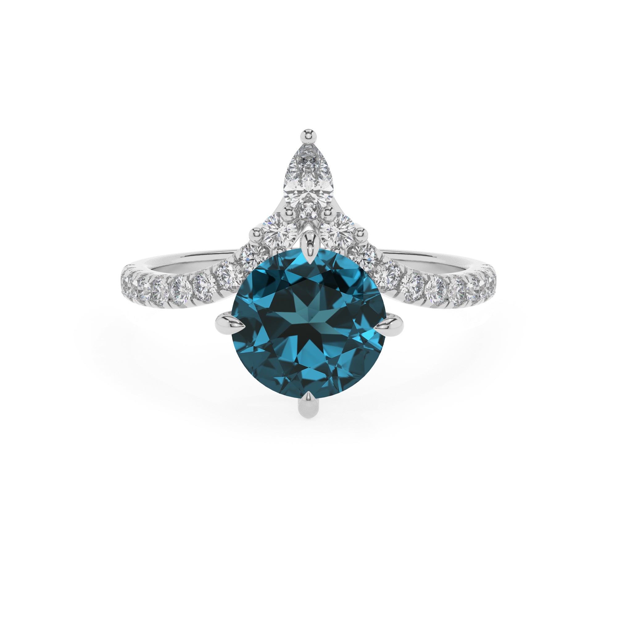 natural london blue topaz round solitaire engagement ring