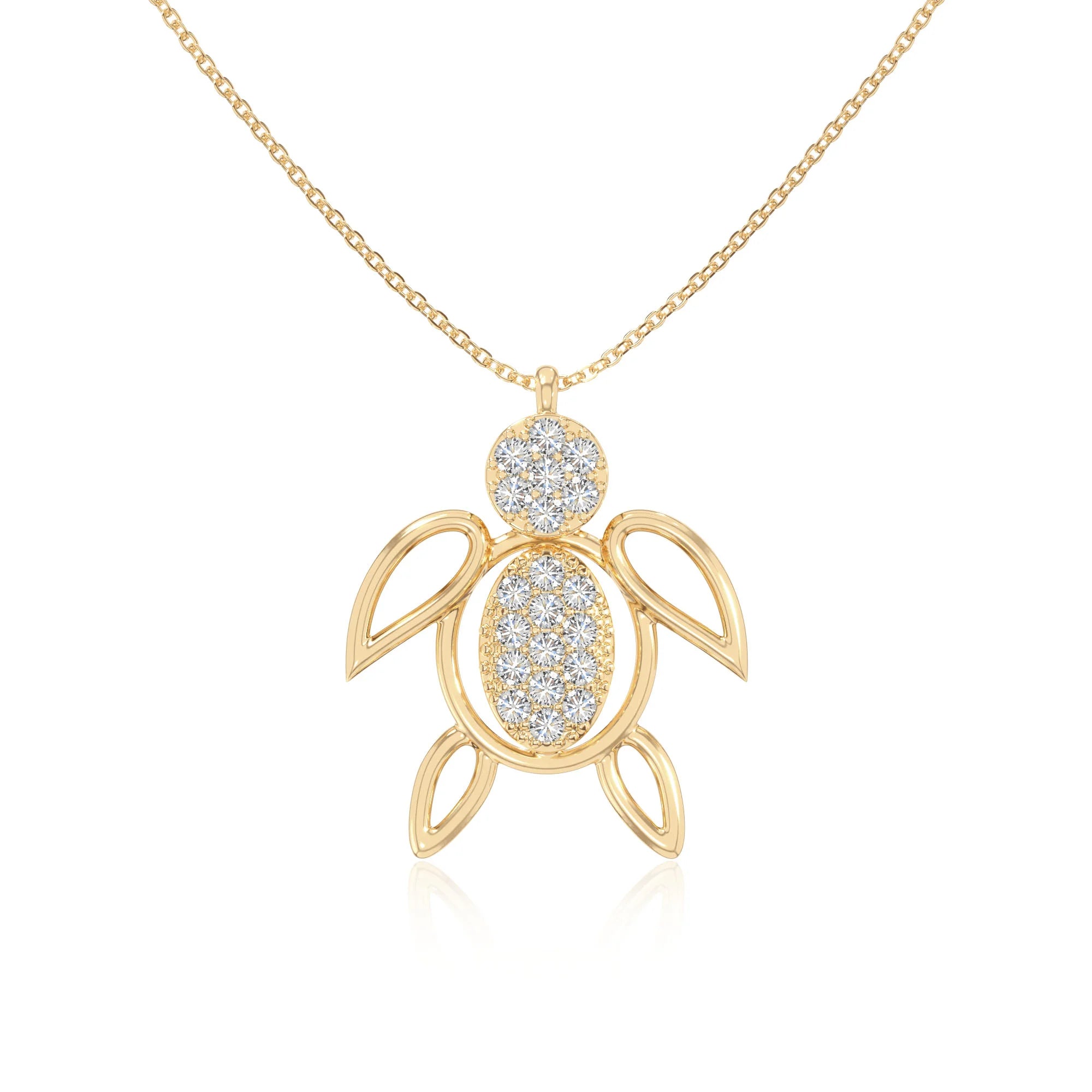 moissanite turtle necklaces in yellow gold vermeil 