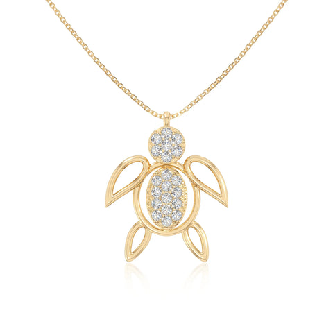 moissanite turtle necklaces in yellow gold vermeil 