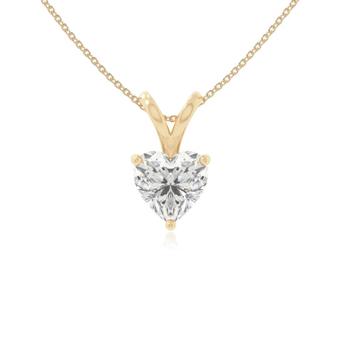 moissanite v-bale solitaire necklaces in yellow gold vermeil 