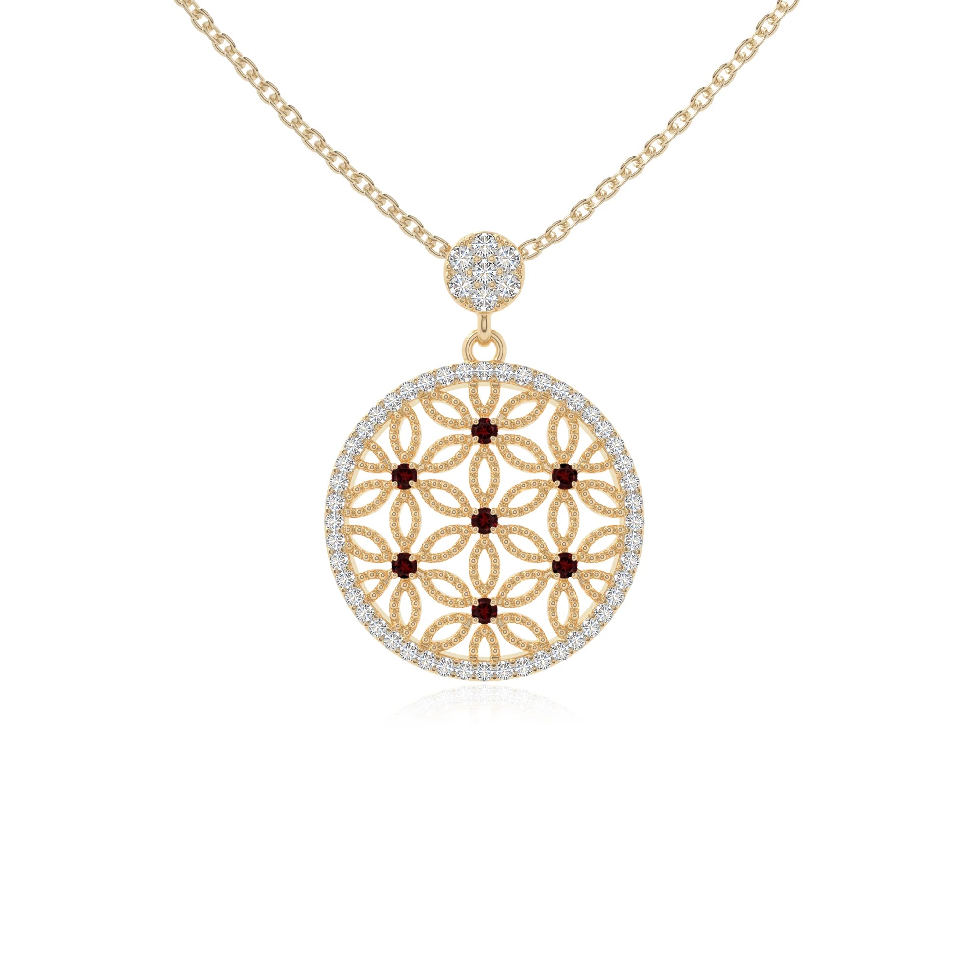 natural garnet infinity love knot necklaces in yellow gold vermeil 