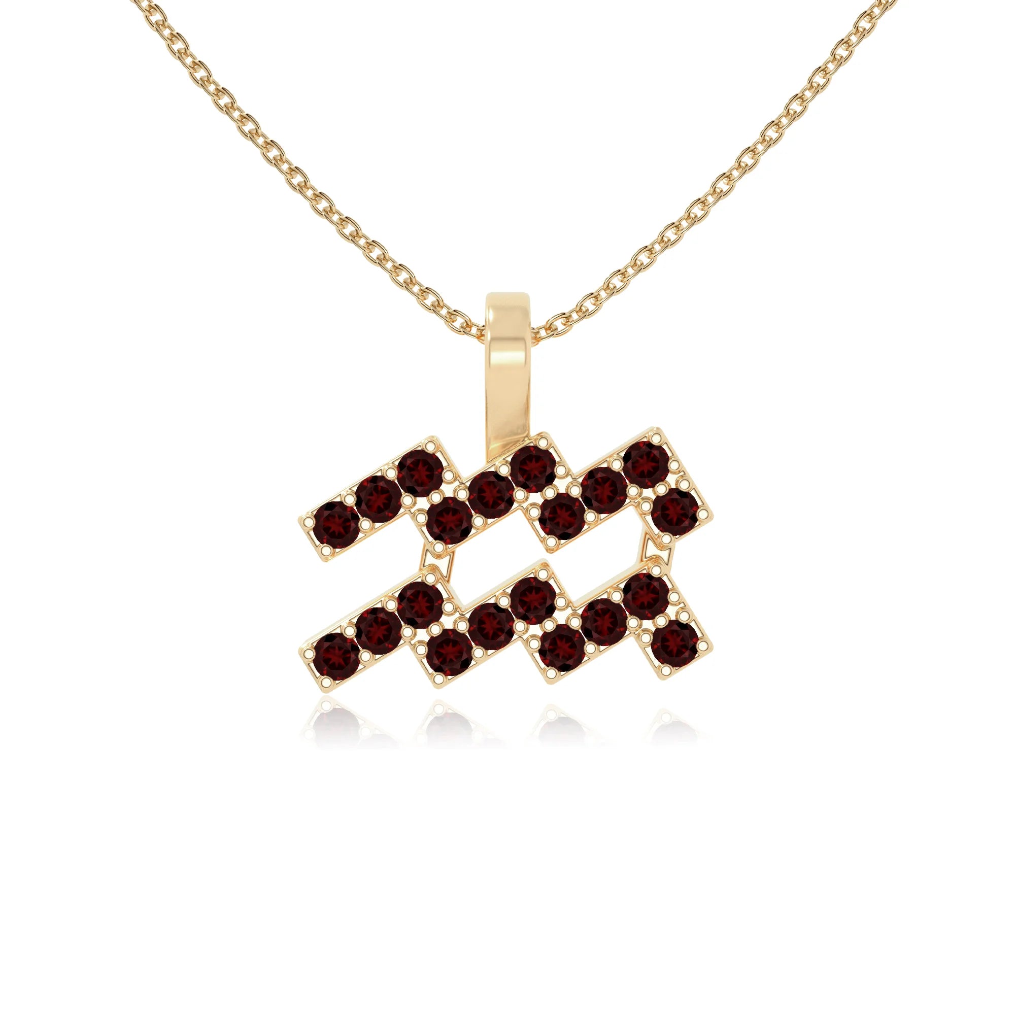 natural garnet aquarius zodiac sign necklaces in yellow gold vermeil 
