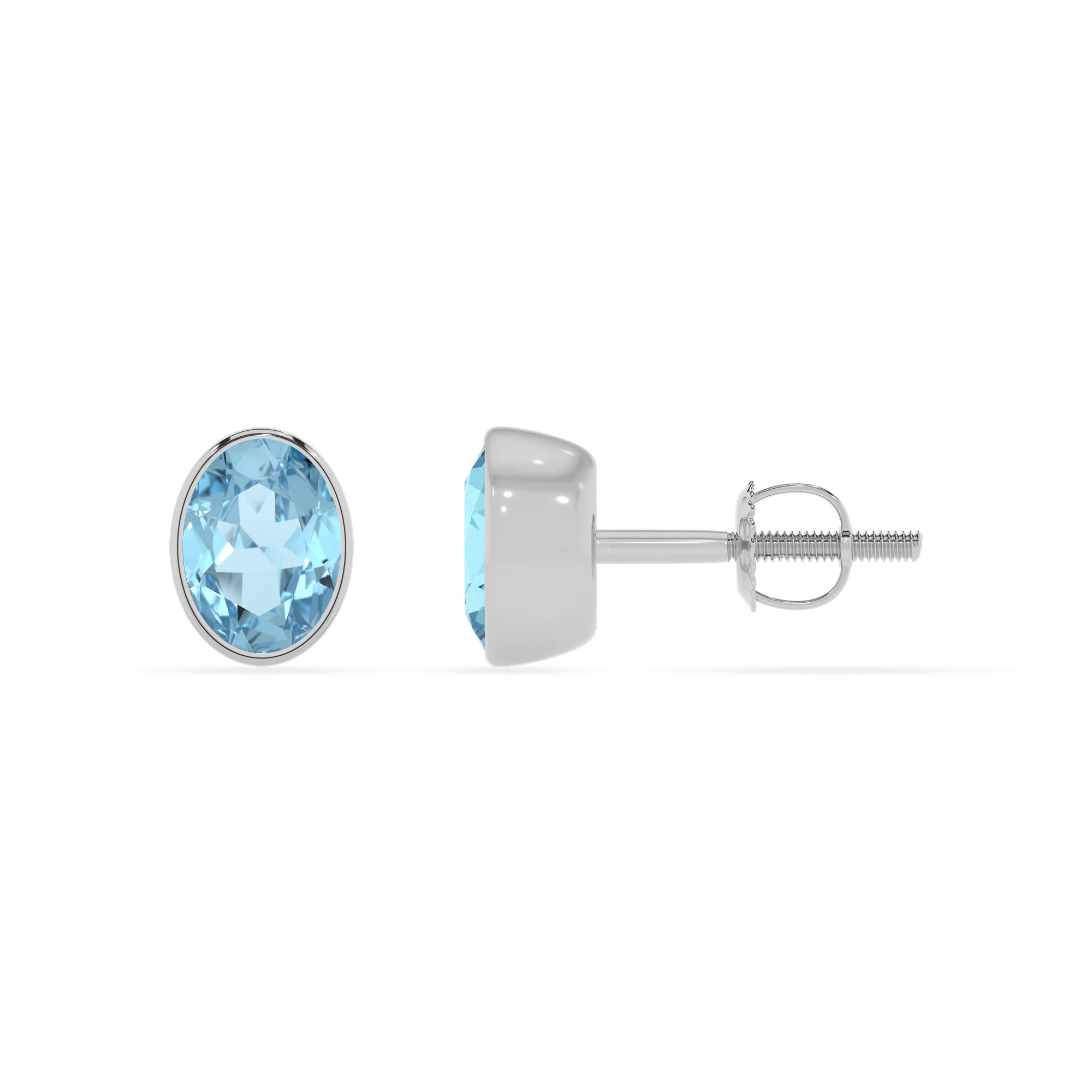 lab grown aquamarine oval stud earrings 