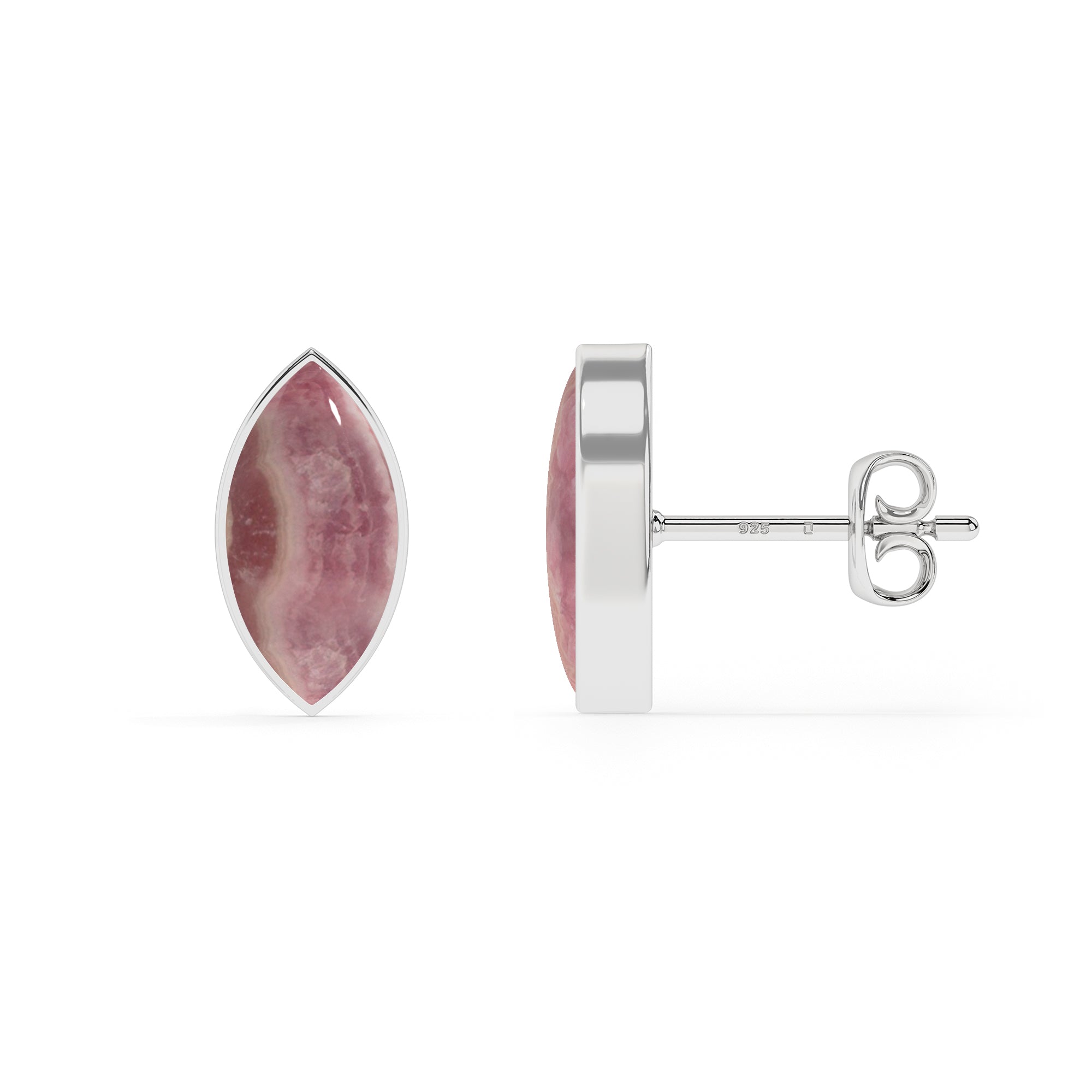 natural rhodochrosite marquise shape stud earrings