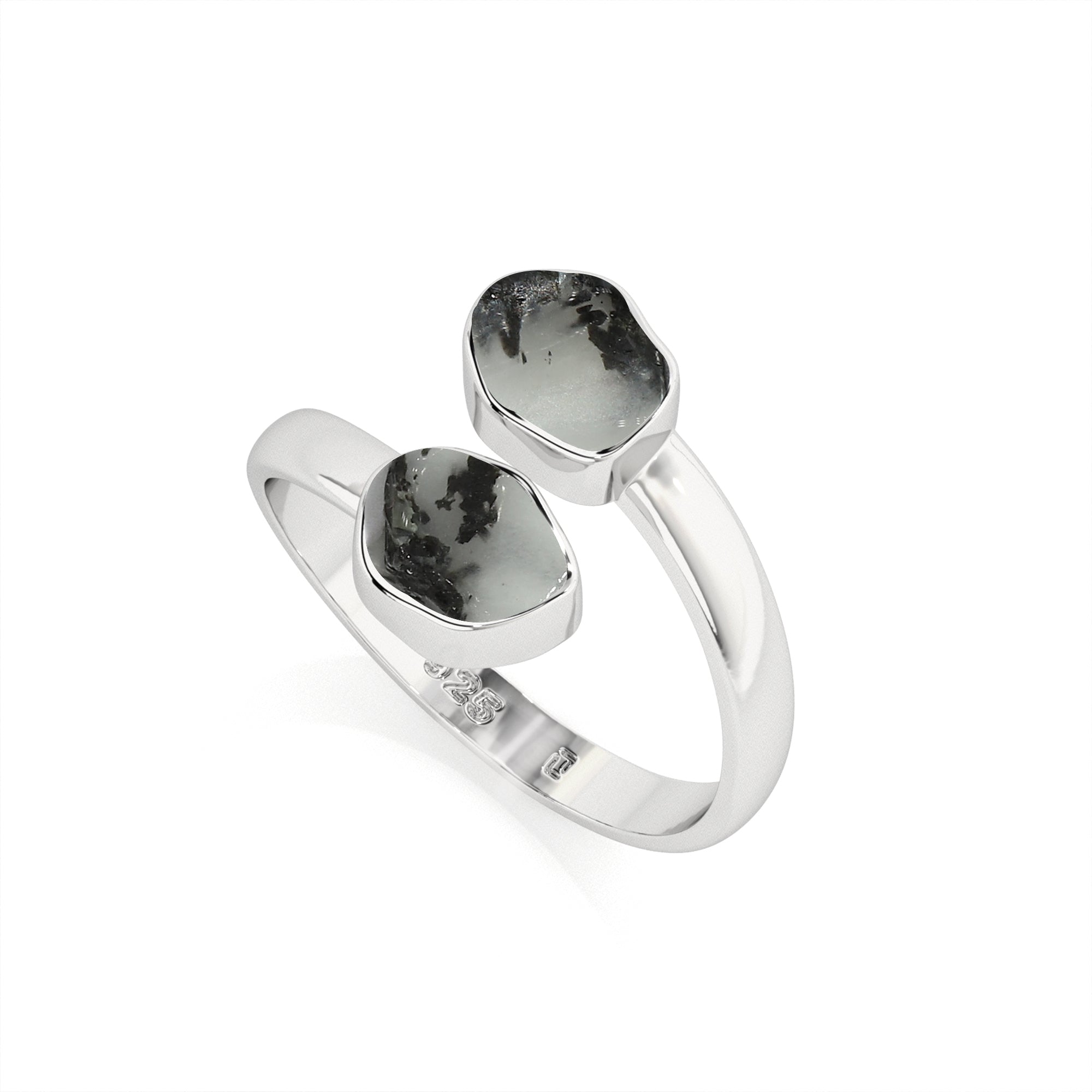 tourmalated-quartz rough shape stackable bezel-set ring