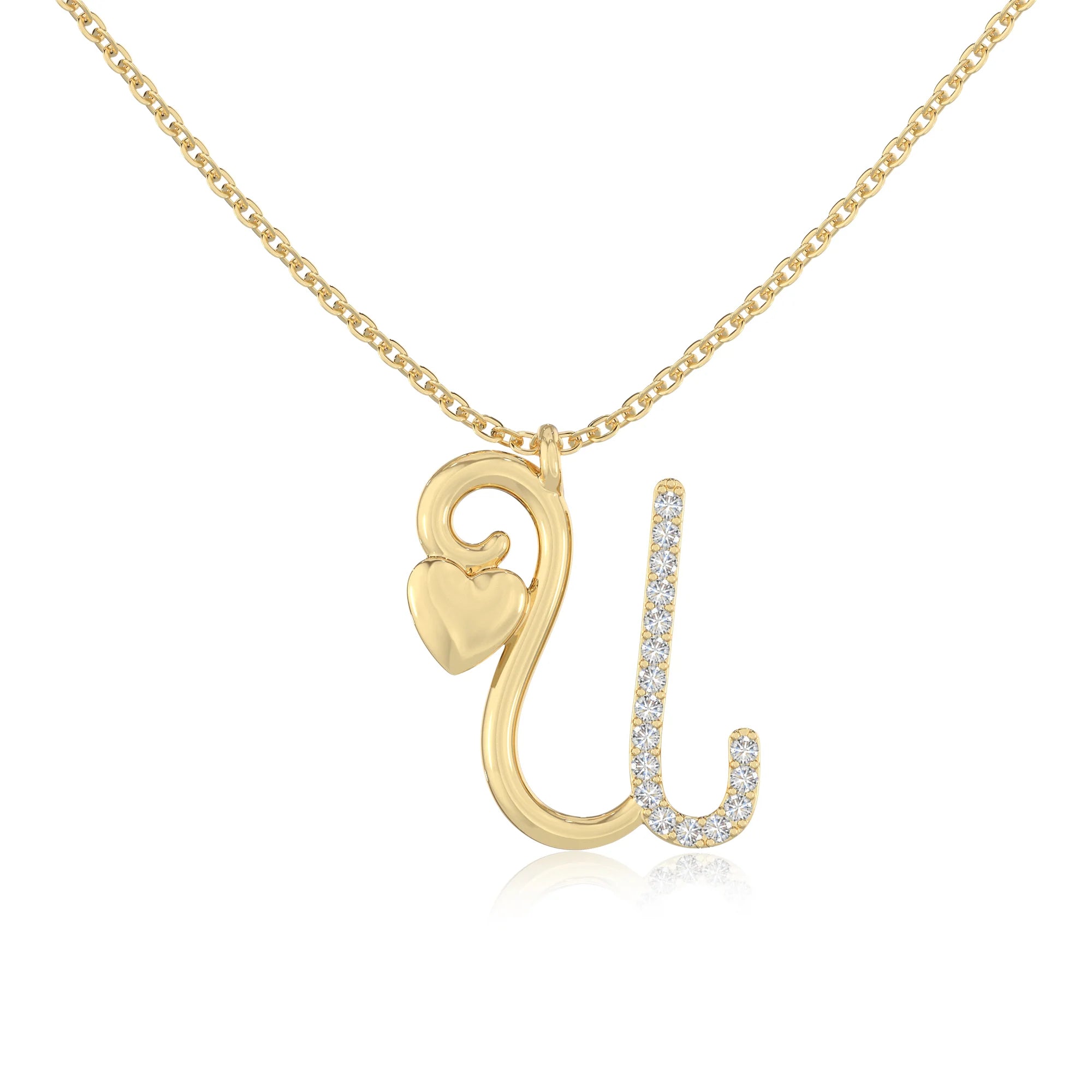 moissanite Initials necklaces in yellow gold vermeil 