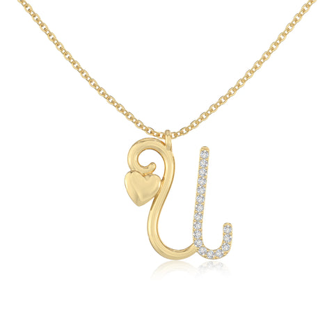 moissanite Initials necklaces in yellow gold vermeil 