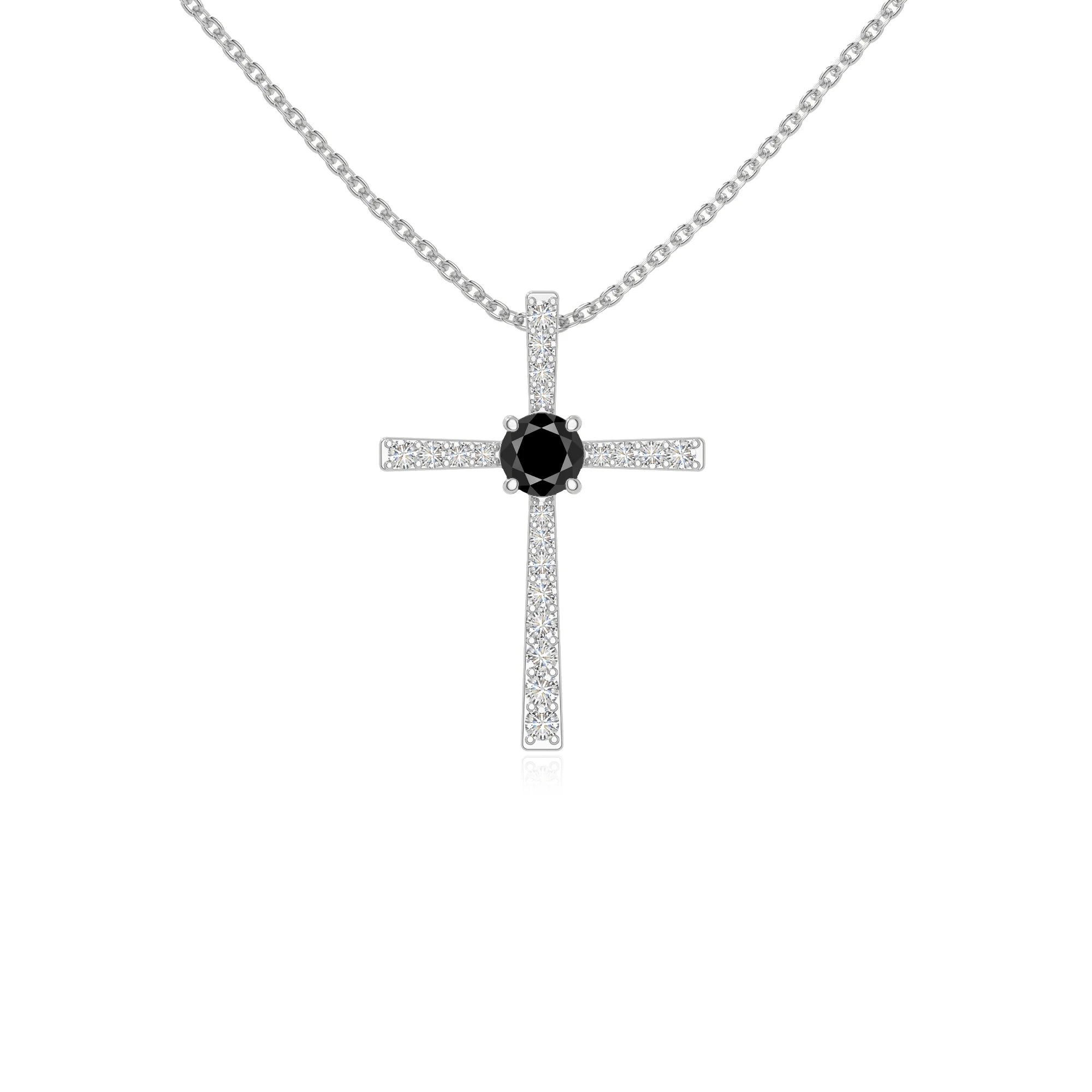 natural black-onyx cross necklaces in sterling silver 