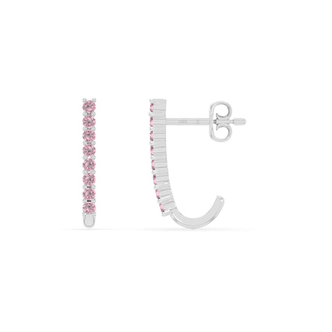 natural pink-tourmaline hoop earrings in sterling silver 