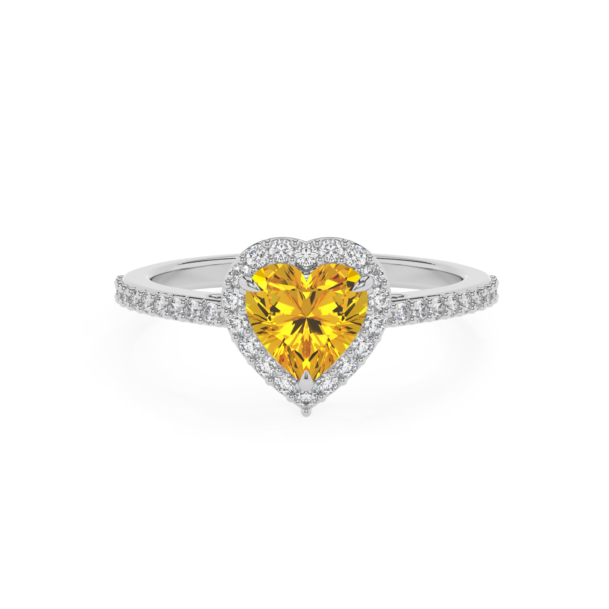 lab-grown yellow-sapphire heart half eterity halo solitaire engagement ring