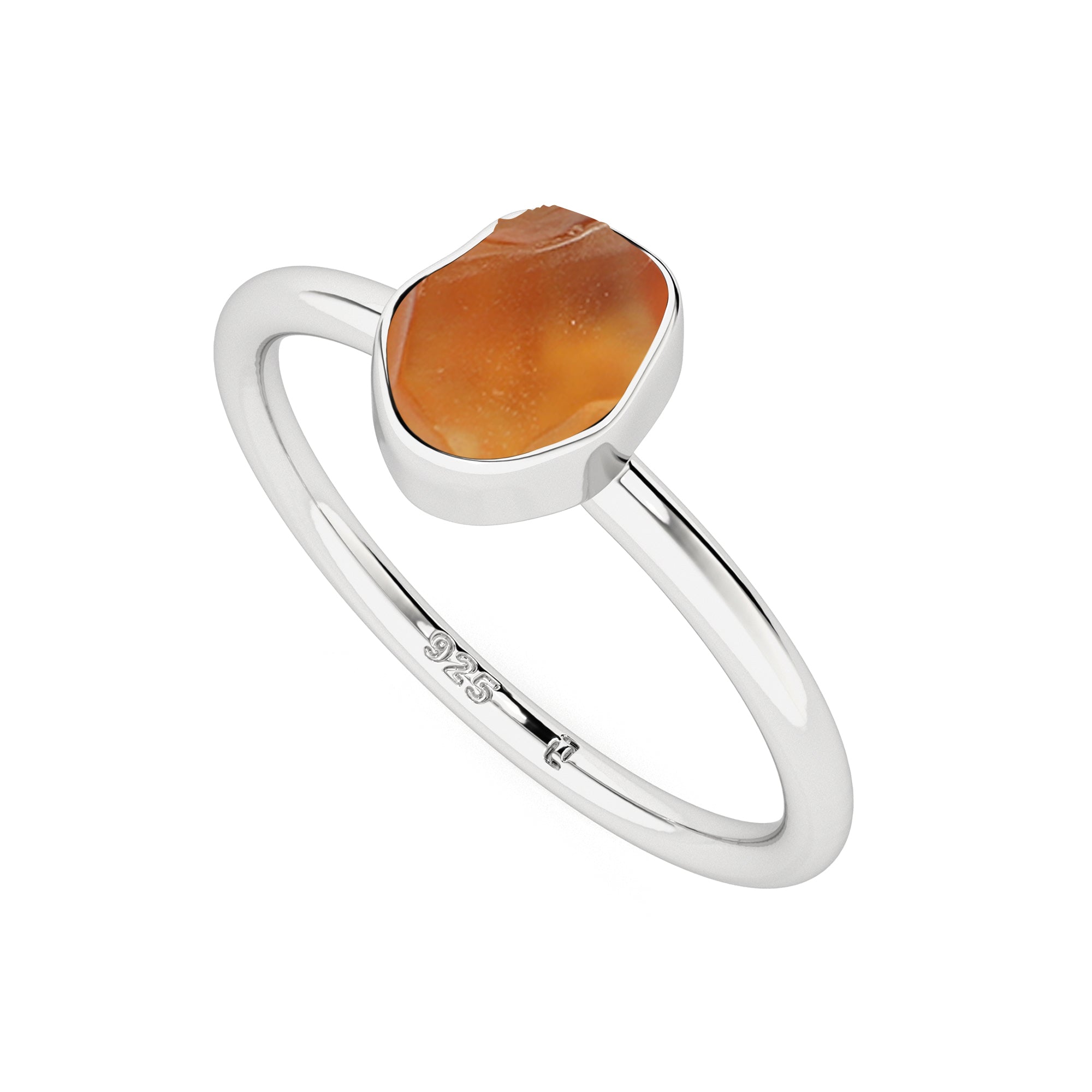 carnelian rough shape stackable bezel-set ring