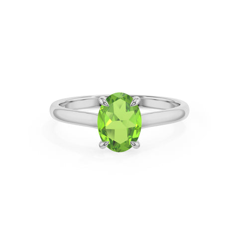 natural peridot oval solitaire engagement ring