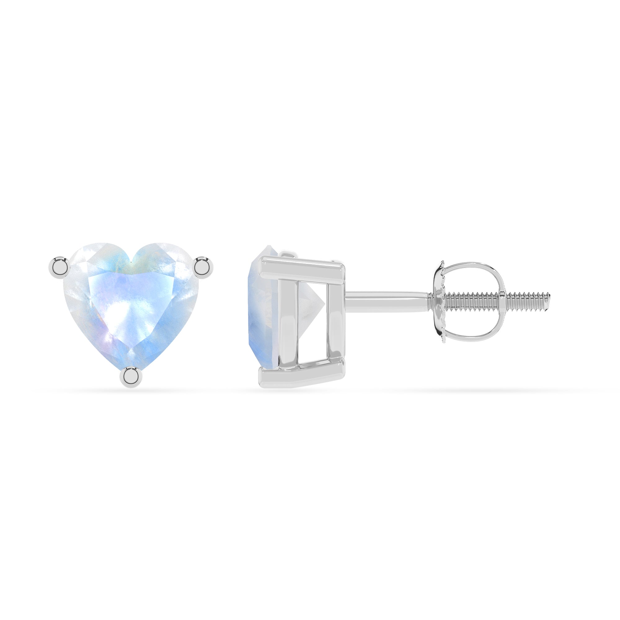 natural rainbow moonstone heart stud earrings 