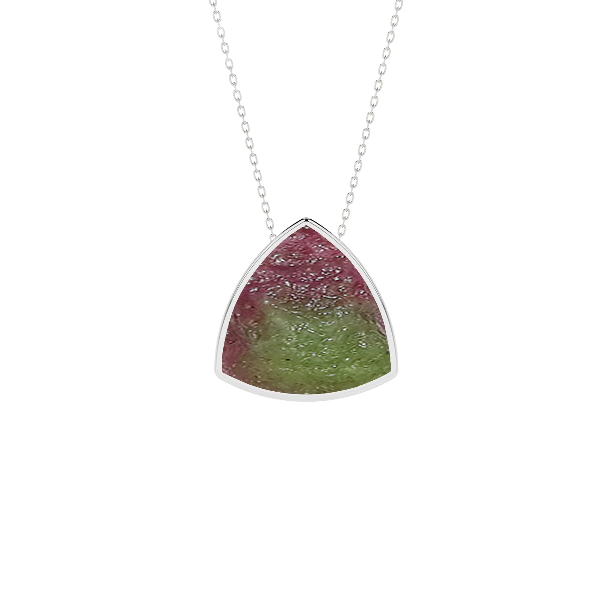 natural ruby-zoisite trillion shape pendant necklace