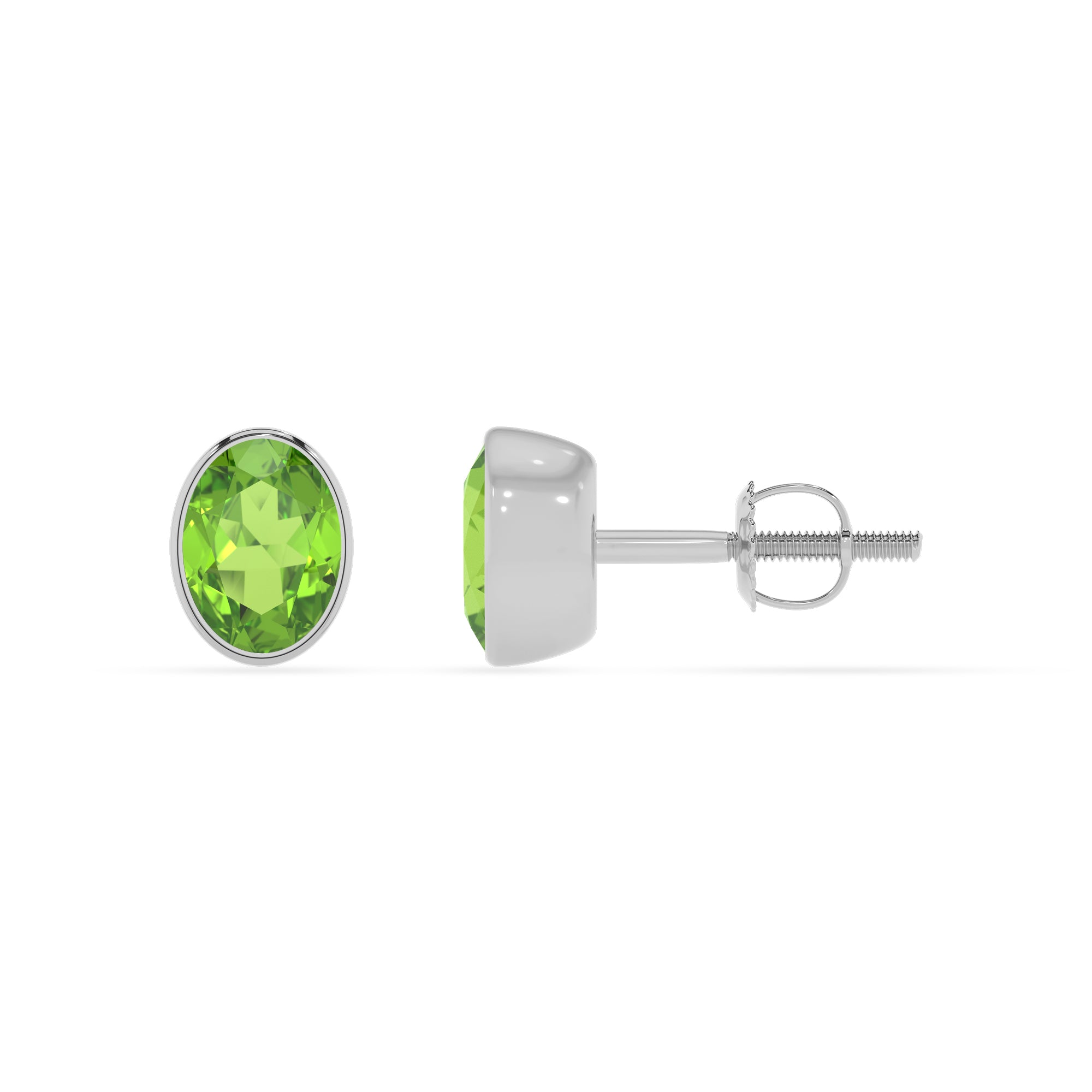 natural peridot oval stud earrings 