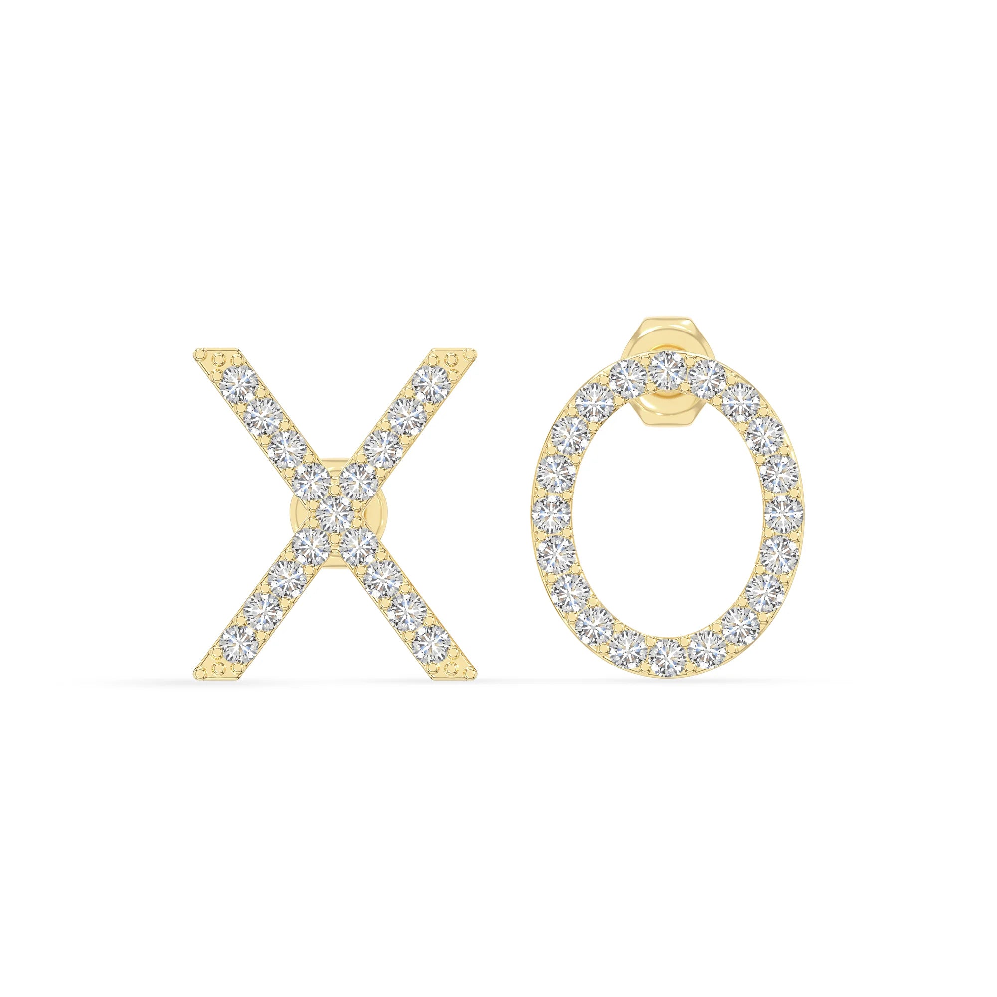 moissanite xo stud earrings in yellow gold vermeil 