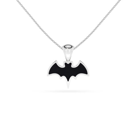 natural black-tourmaline bat shape pendant necklace