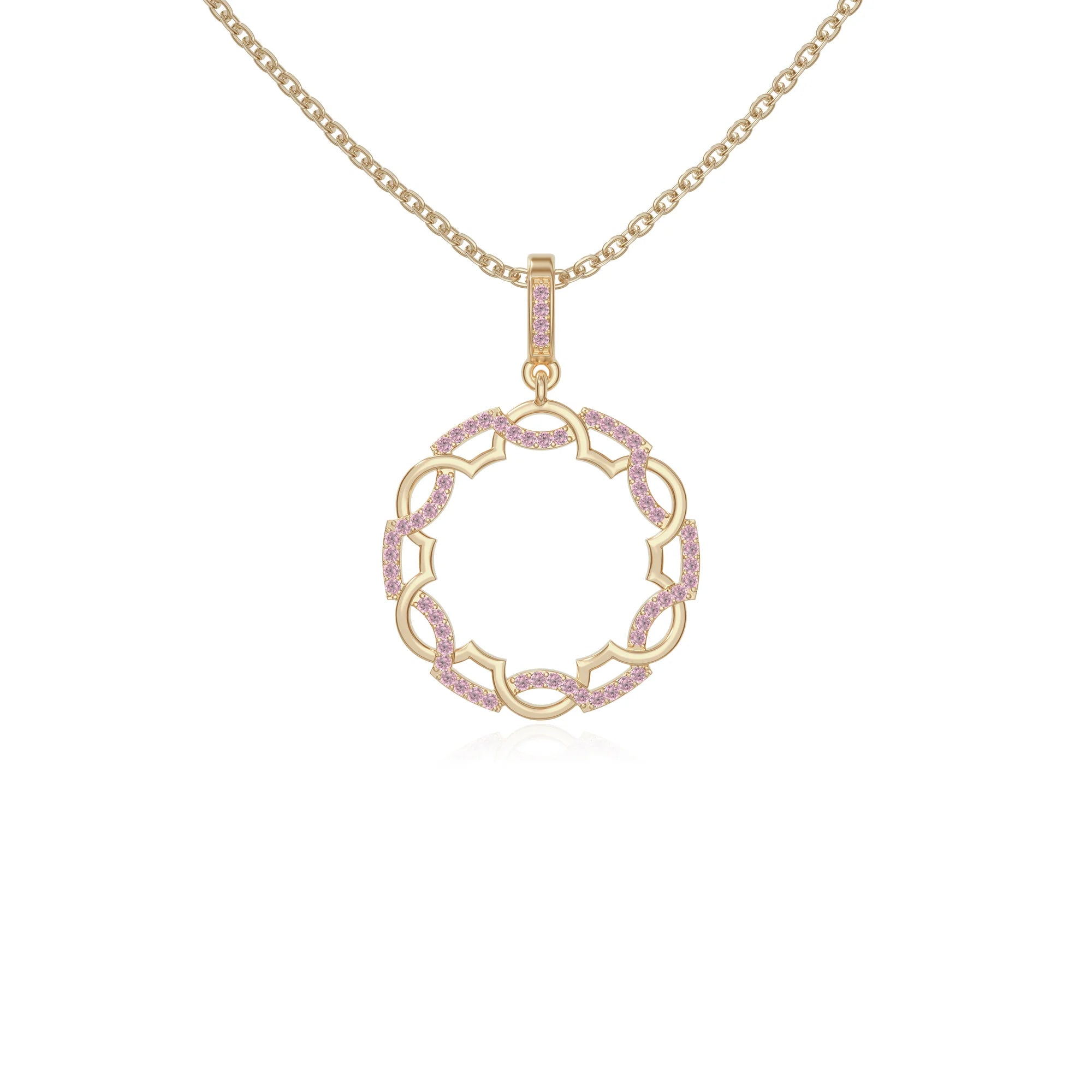 natural pink-tourmaline infinity love knot necklaces in yellow gold vermeil 