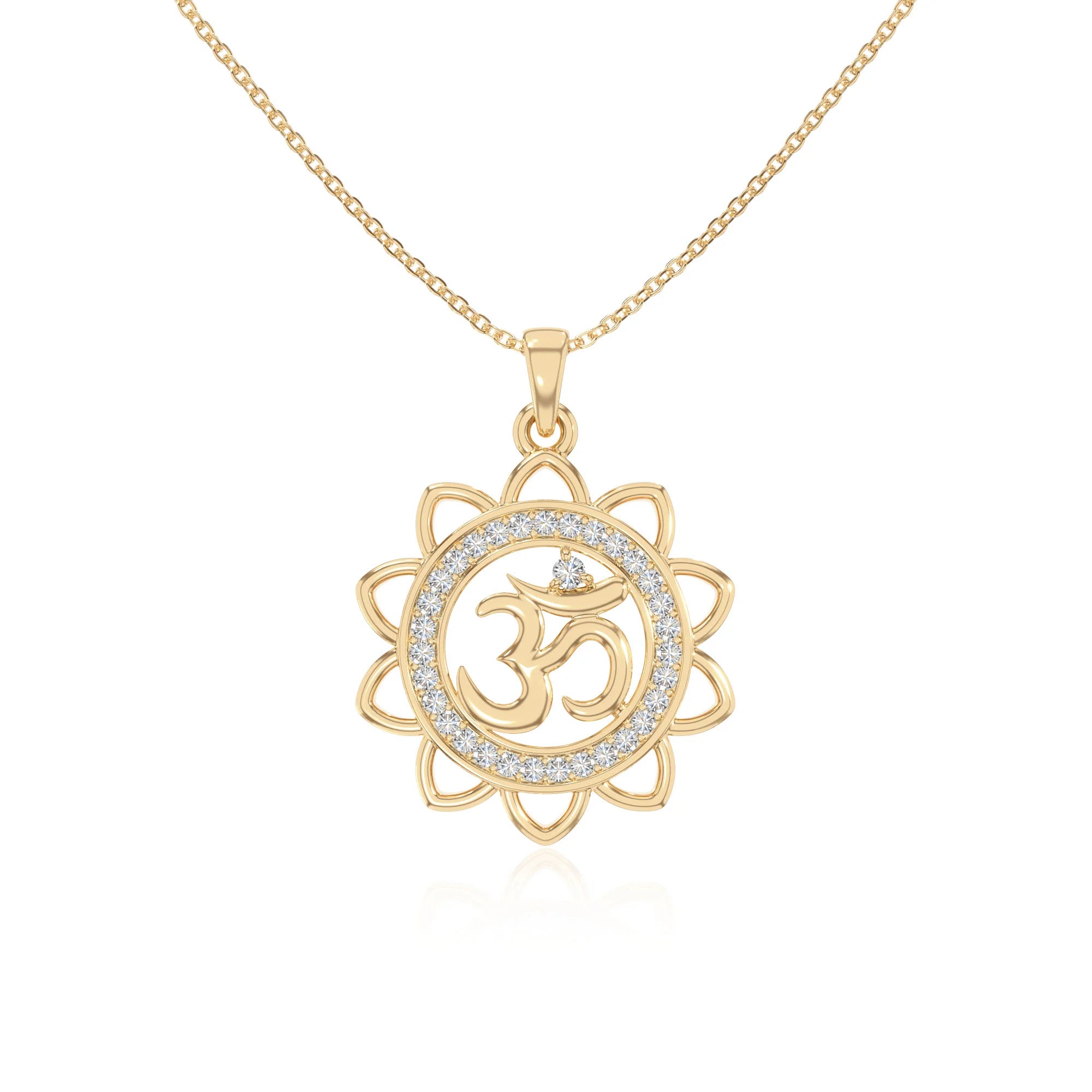 moissanite om symbol necklaces in yellow gold vermeil 
