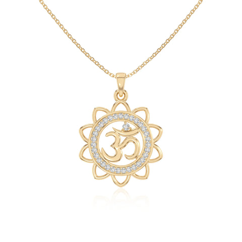 moissanite om symbol necklaces in yellow gold vermeil 