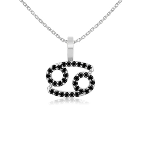 natural black-onyx cancer zodiac sign necklaces in sterling silver 