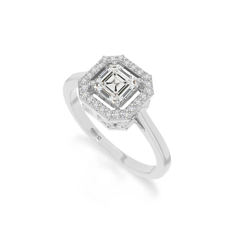 natural moissanite solitaire halo engagement rings in sterling silver 