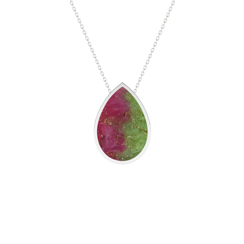 natural ruby-zoisite pear shape pendant necklace