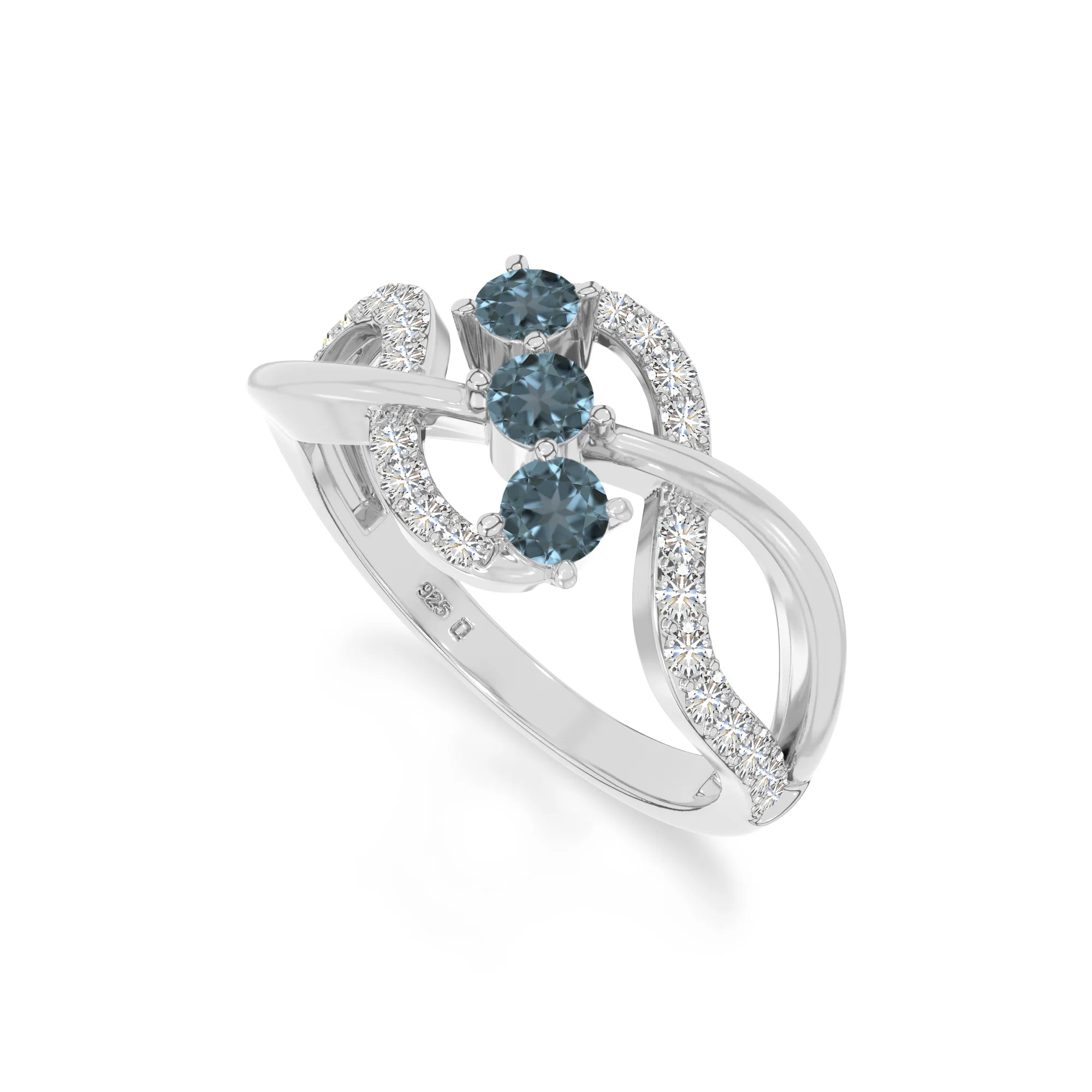 natural london blue topaz infinity promise rings in sterling silver 