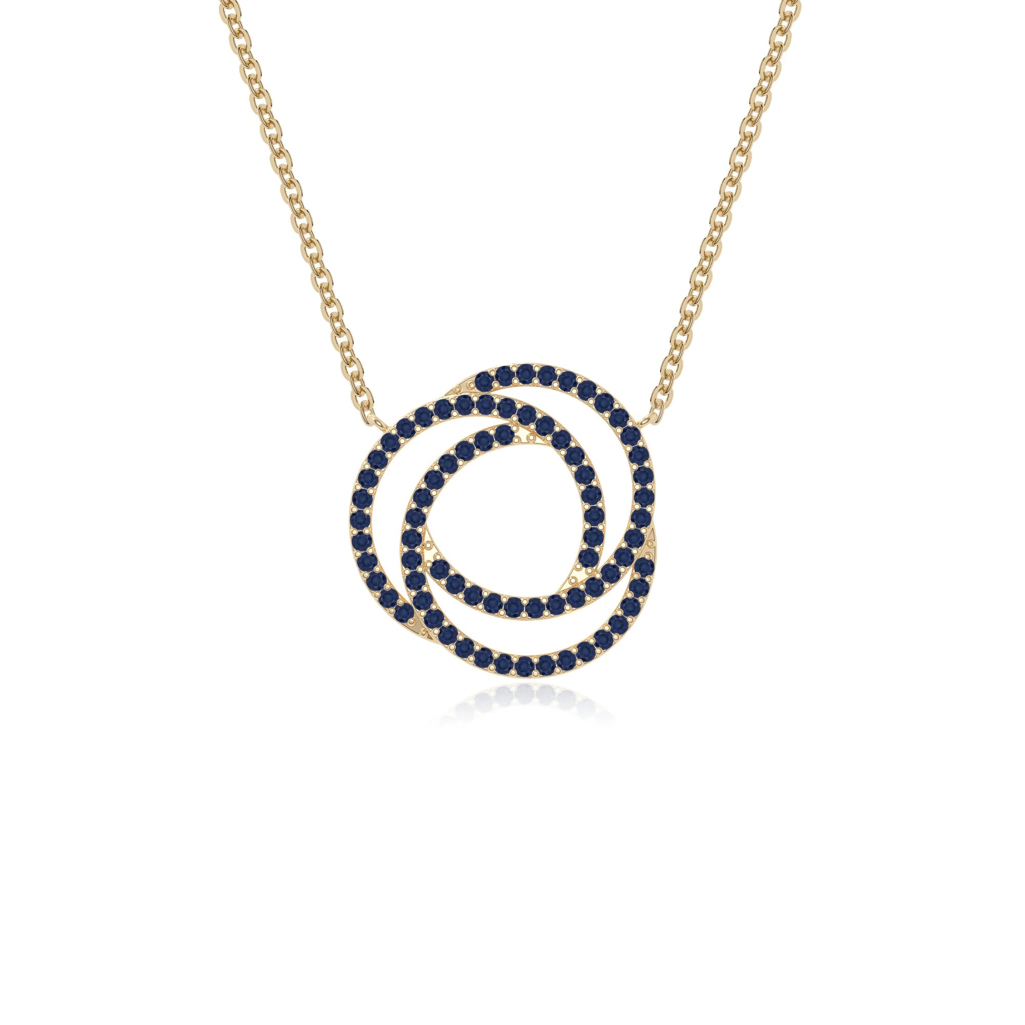 natural blue-sapphire infinity love knot necklaces in yellow gold vermeil 