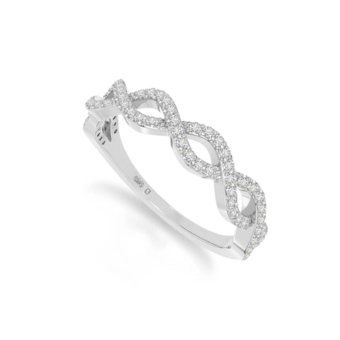 natural moissanite twisted wedding band rings in sterling silver 
