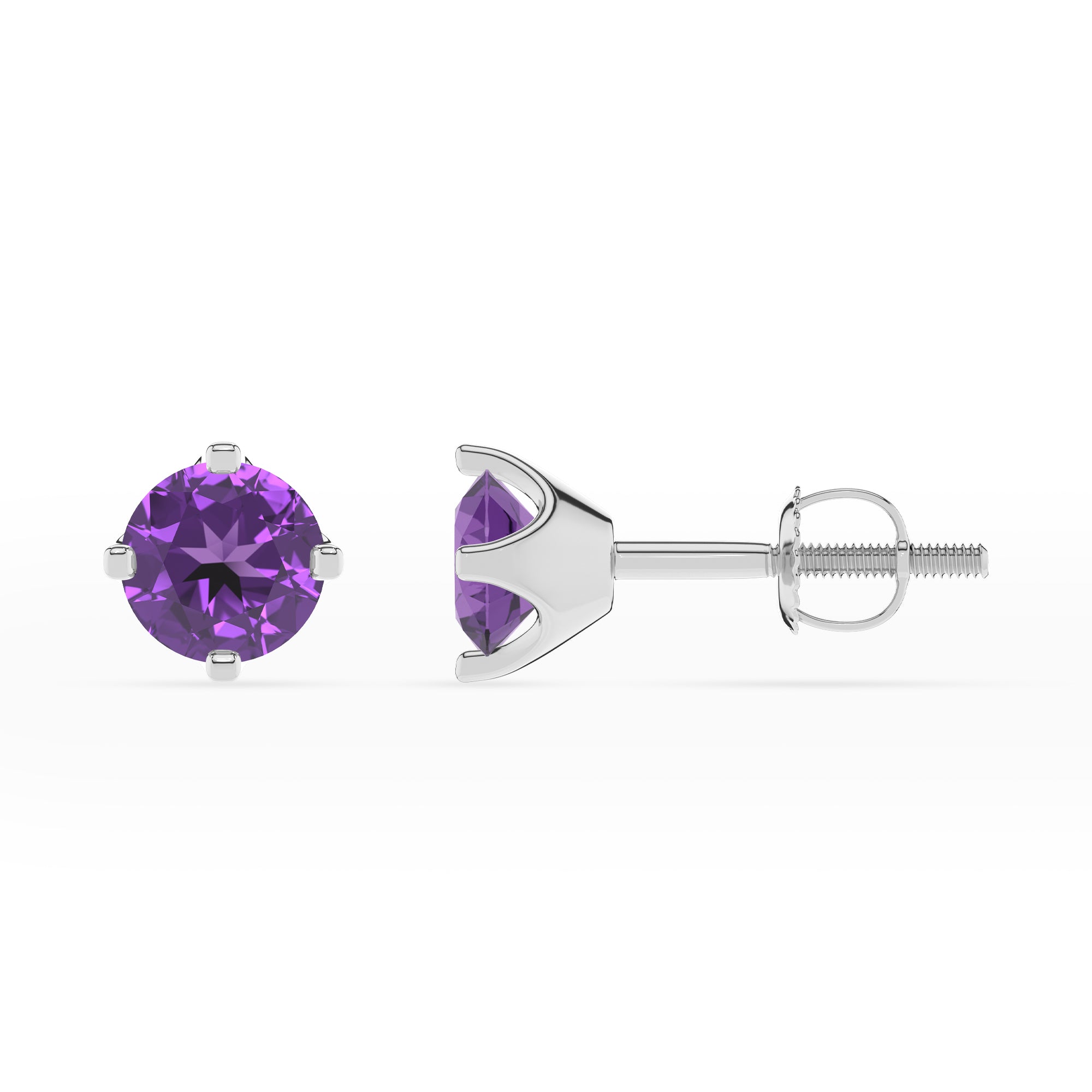 lab grown amethyst round stud earrings 