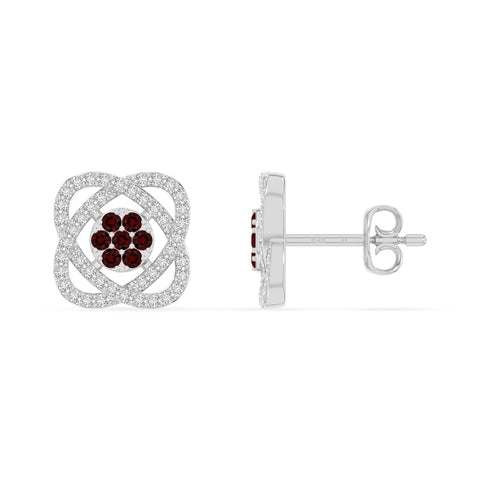 natural garnet inner power stud earrings in sterling silver 