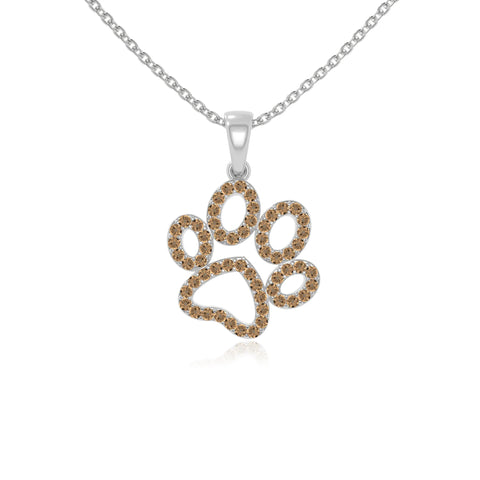 natural citrine dog paw knot necklaces in sterling silver 