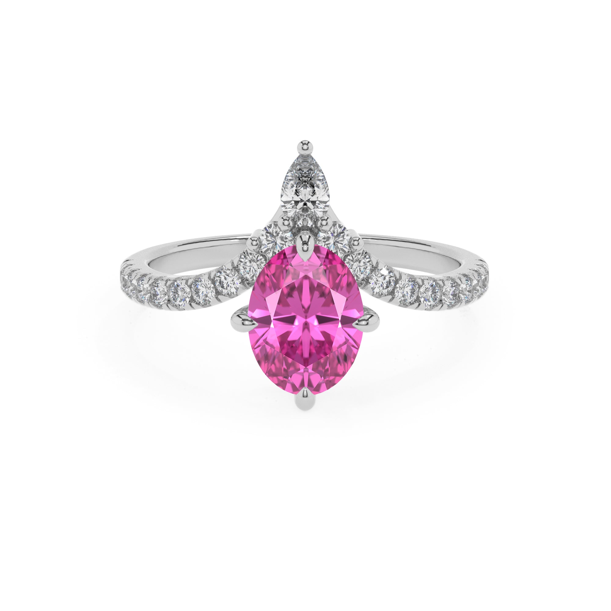 lab-grown pink-sapphire oval solitaire engagement ring