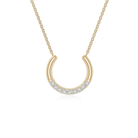 moissanite horse shoe necklaces in yellow gold vermeil 
