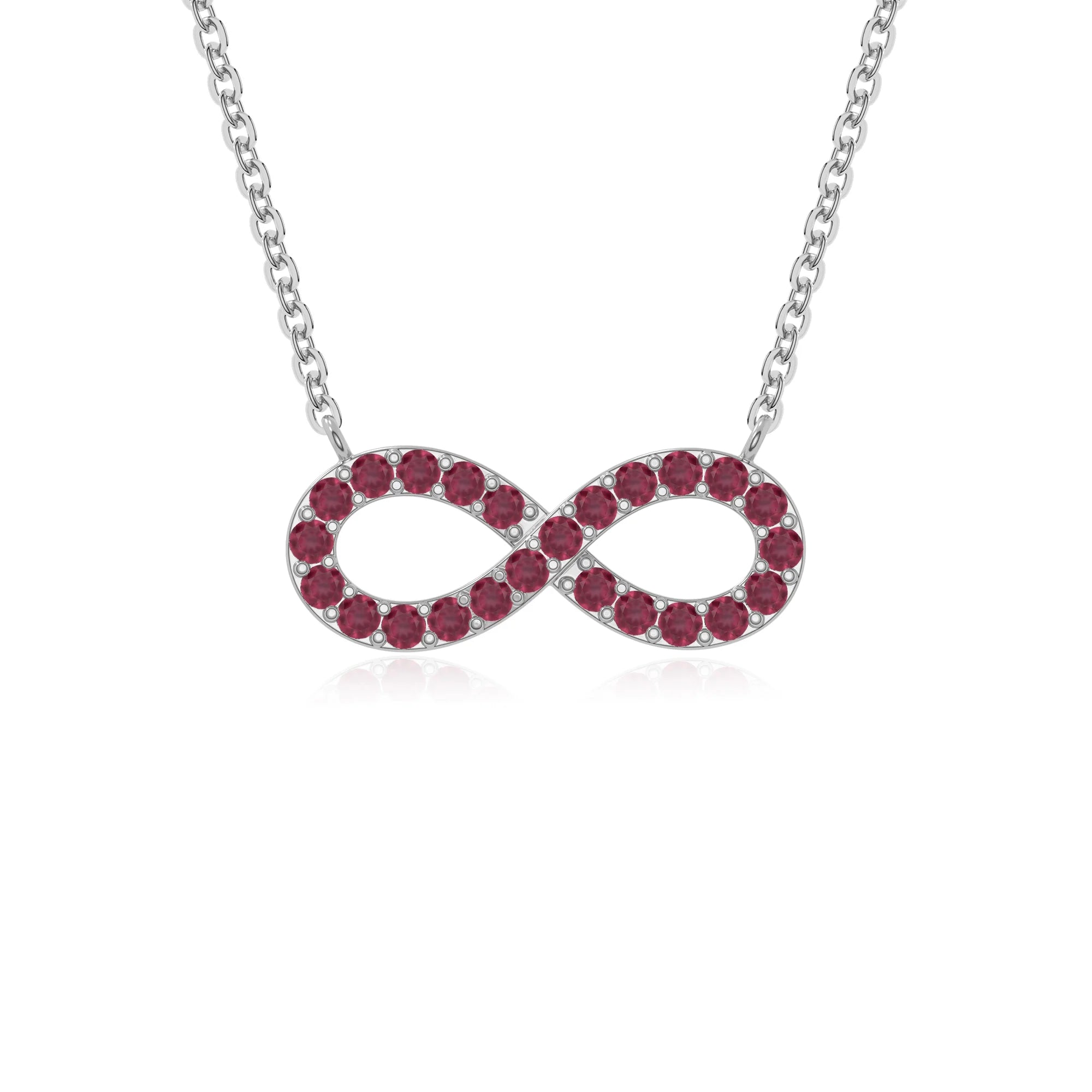 natural ruby infinity necklaces in sterling silver 