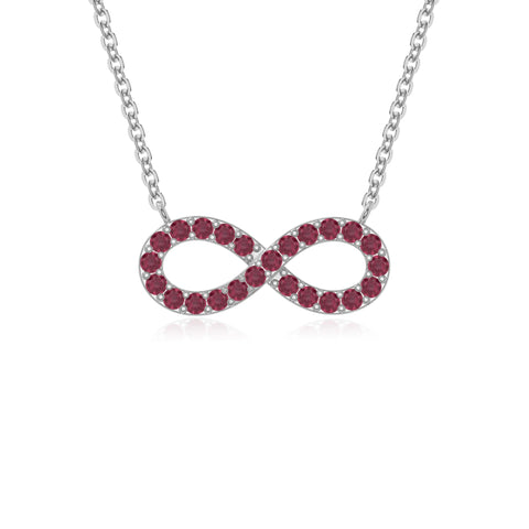 natural ruby infinity necklaces in sterling silver 