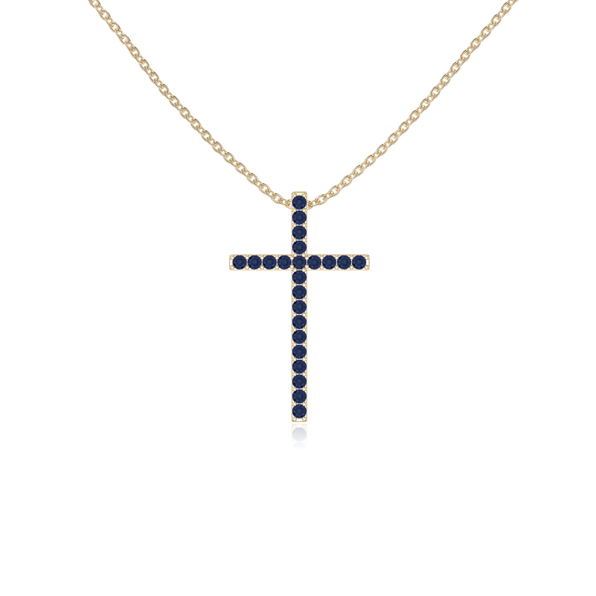 natural blue-sapphire cross necklaces in yellow gold vermeil 