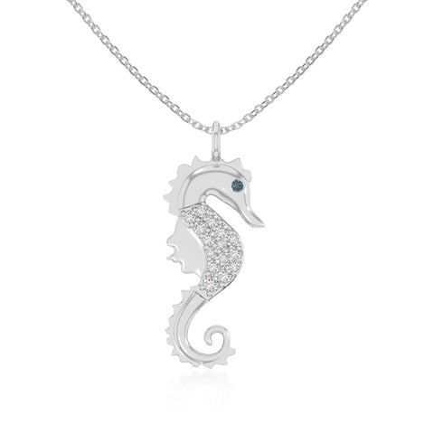 natural london-blue-topaz sea horse necklaces in sterling silver 