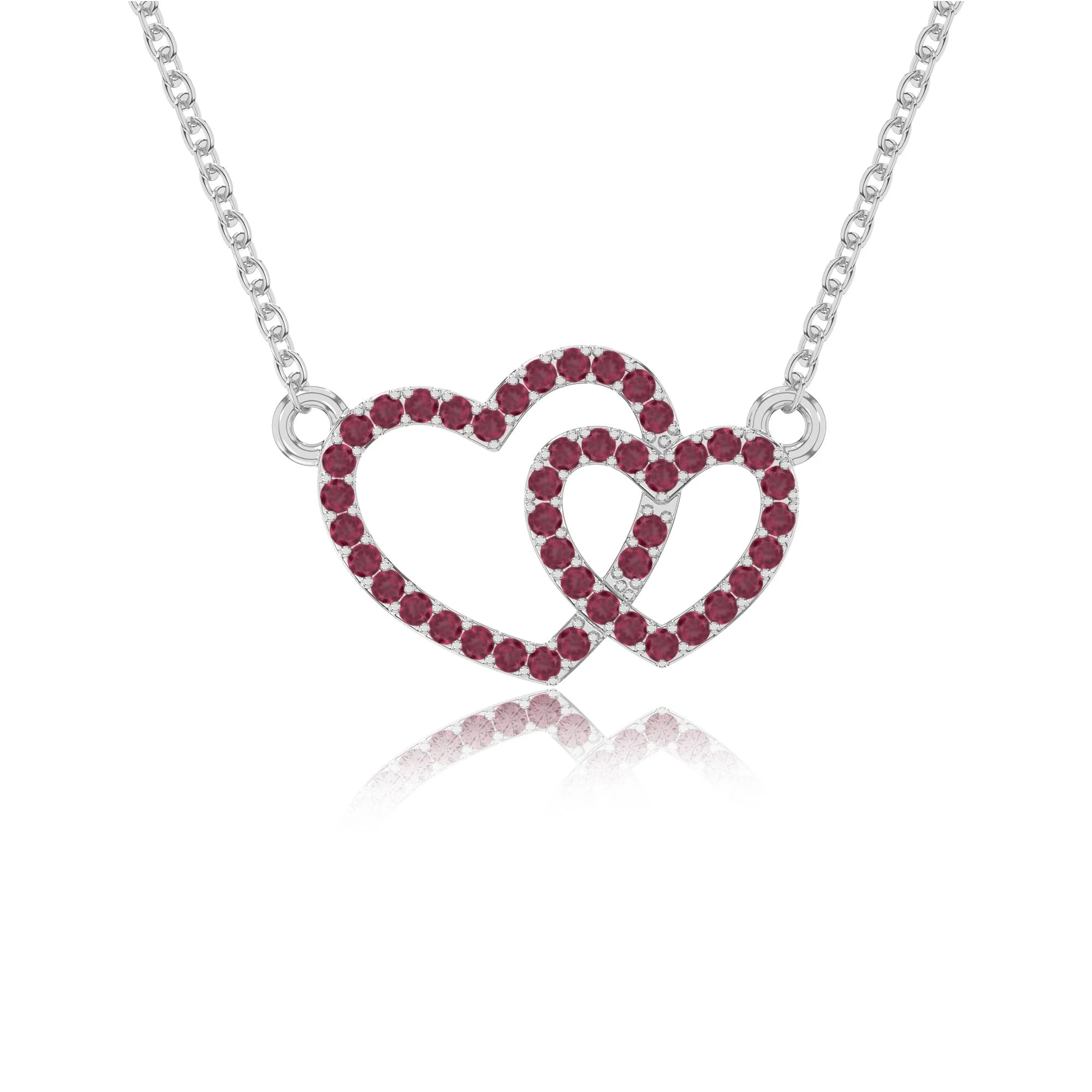 natural ruby heart in heart necklaces in sterling silver 