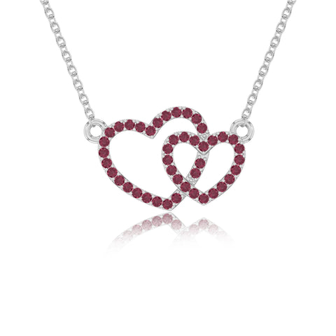 natural ruby heart in heart necklaces in sterling silver 