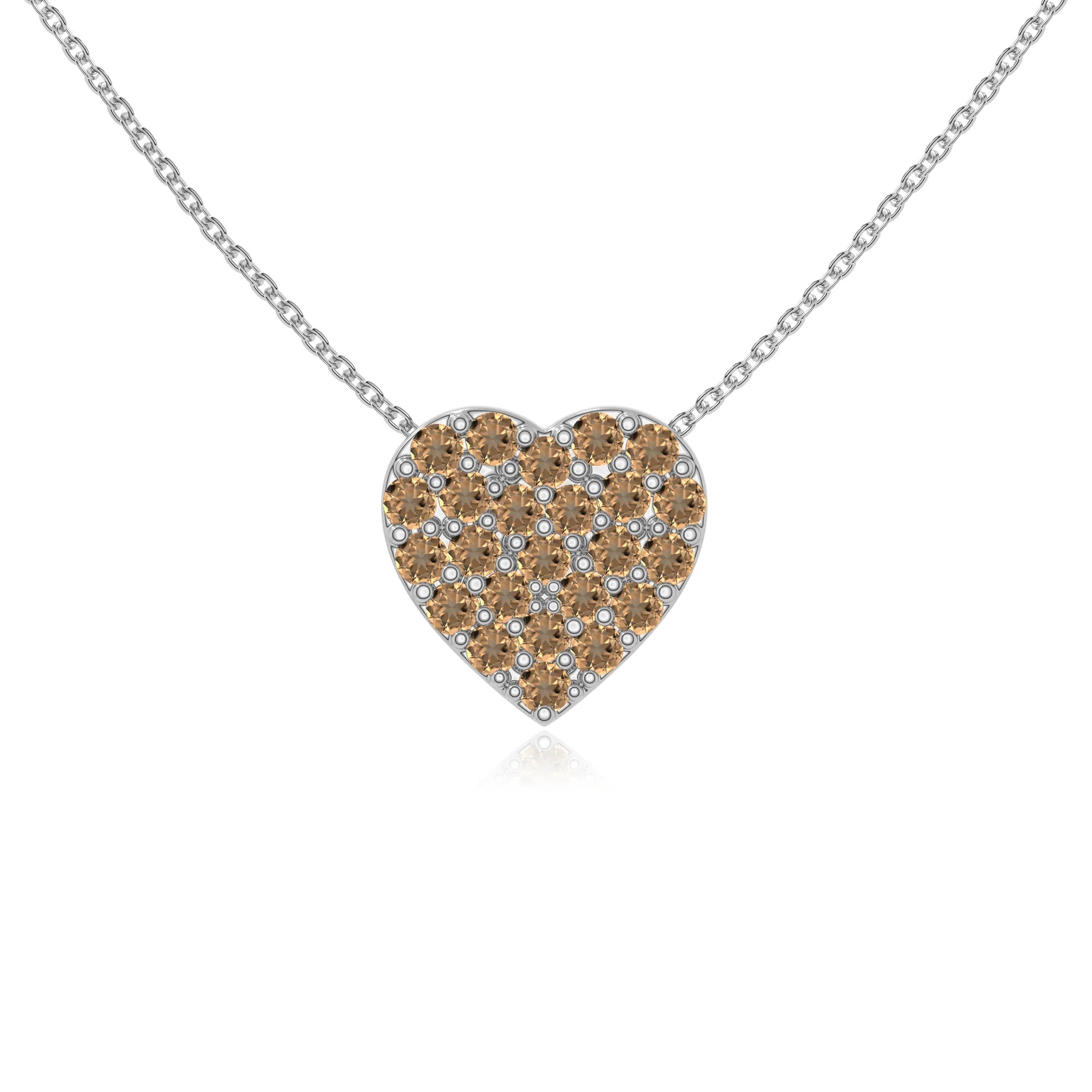 natural citrine studded heart necklaces in sterling silver 