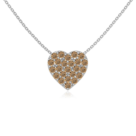 natural citrine studded heart necklaces in sterling silver 