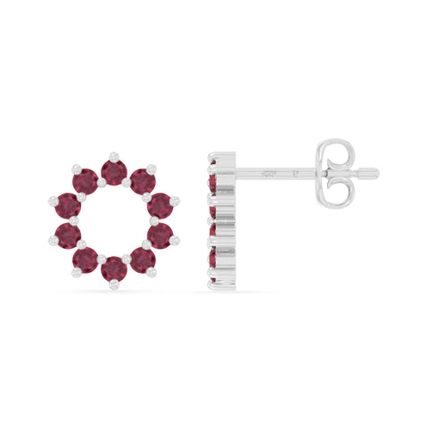 natural ruby sun stud earrings in sterling silver 