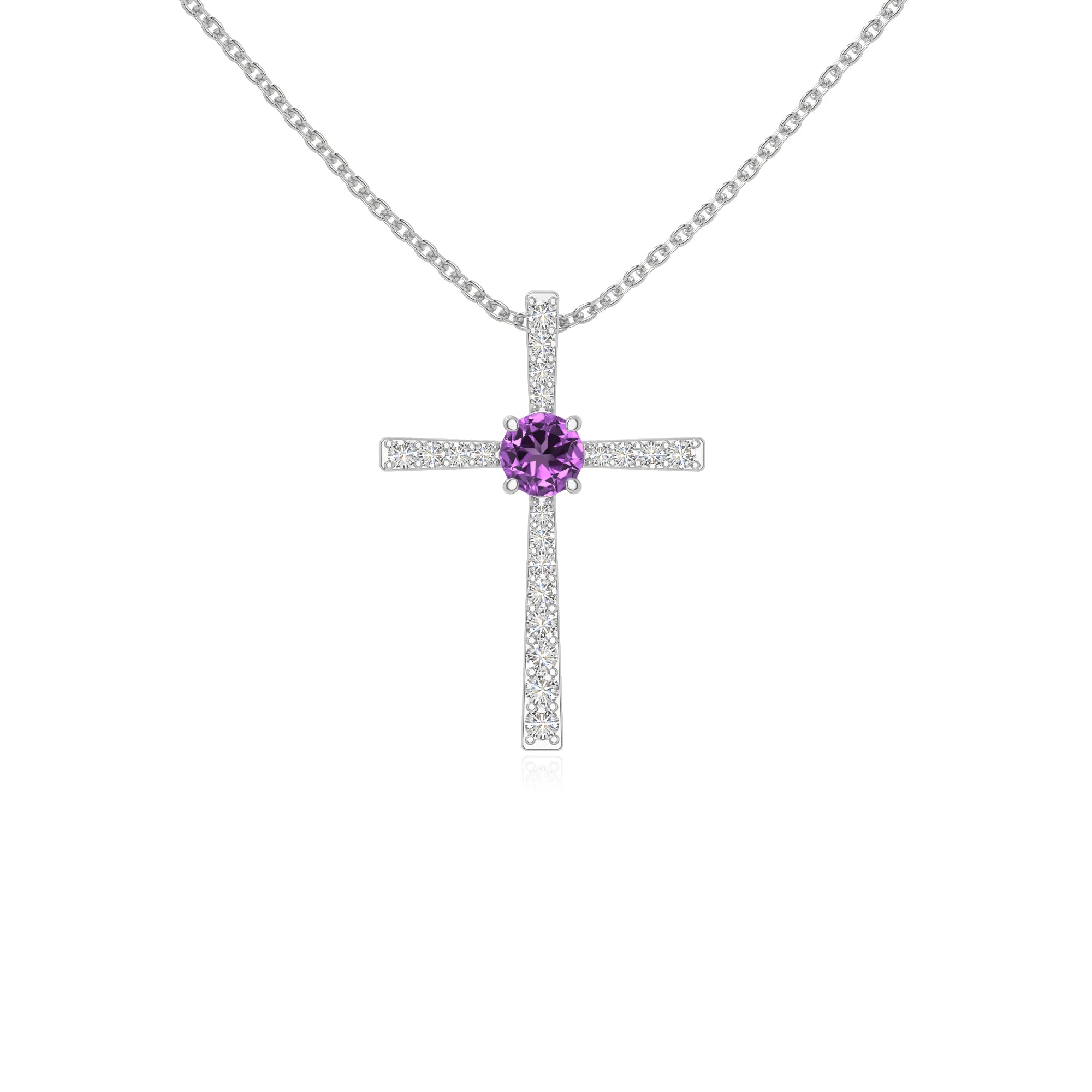 natural amethyst cross necklaces in sterling silver 