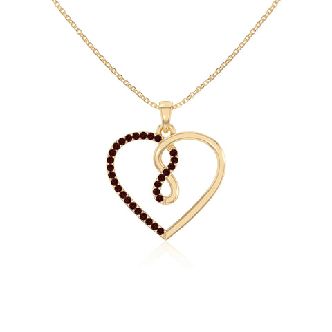 natural garnet infinity heart necklaces in yellow gold vermeil 