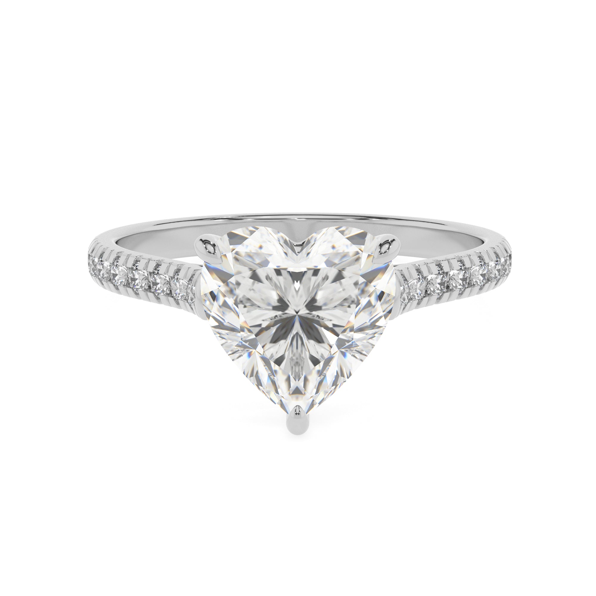 lab-grown moissanite heart half eterity solitaire engagement ring