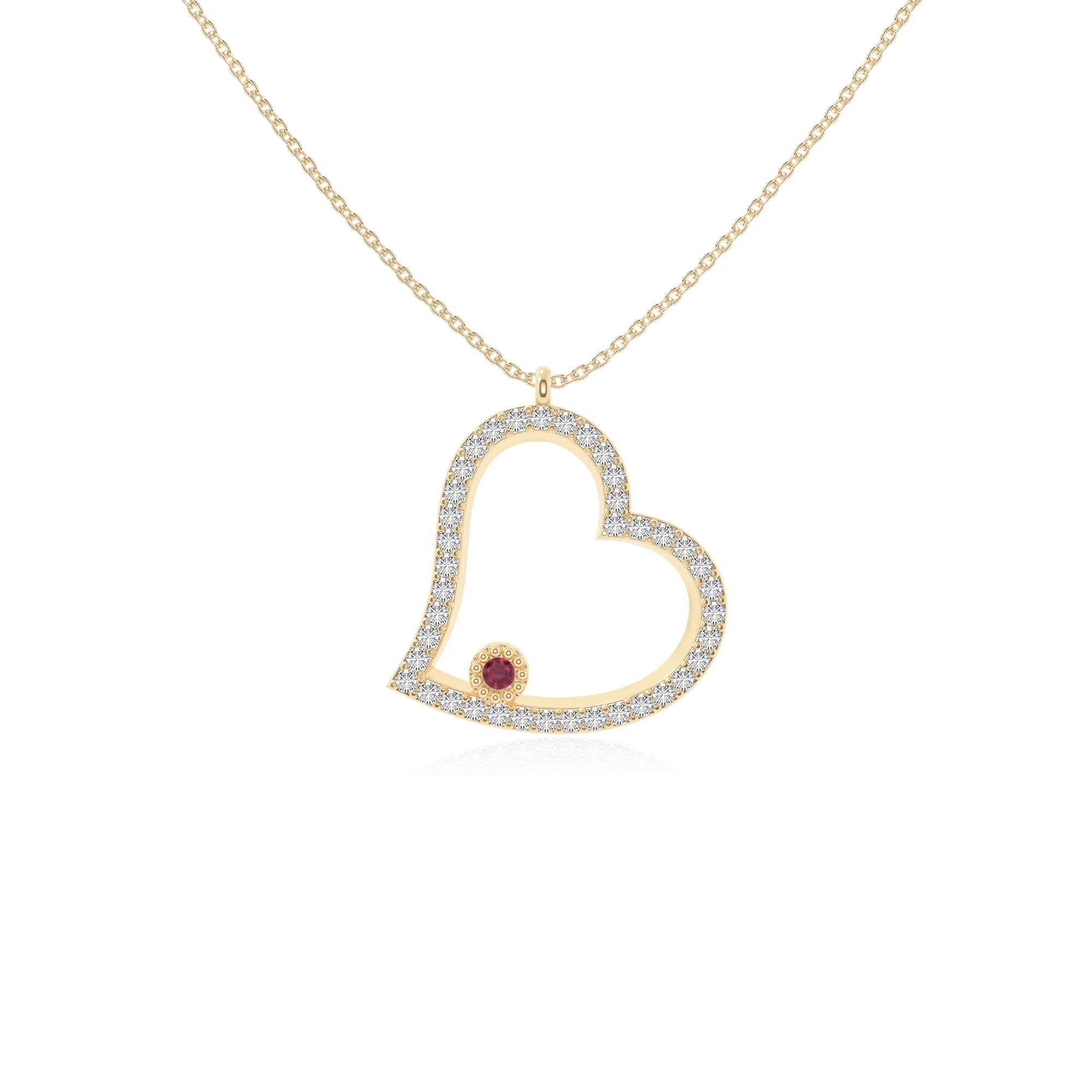 natural ruby heart necklaces in yellow gold vermeil 