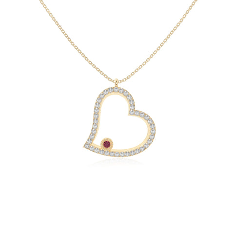 natural ruby heart necklaces in yellow gold vermeil 