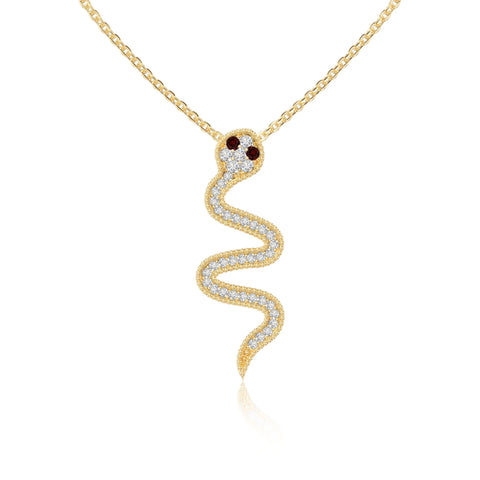 natural garnet snake necklaces in yellow gold vermeil 